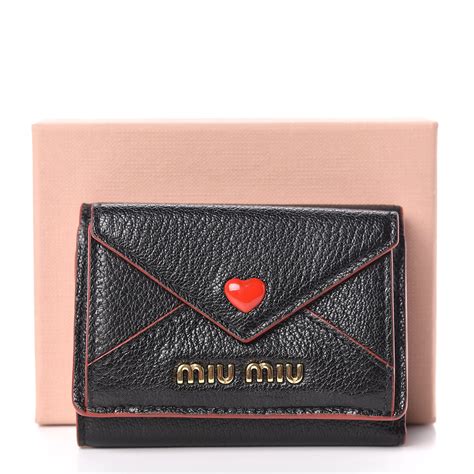 Miu Miu Madras Love Wallet in Black